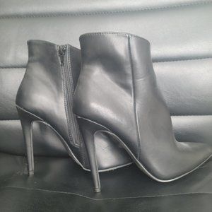 Candie's Black Leather Spiked Heeled Boots